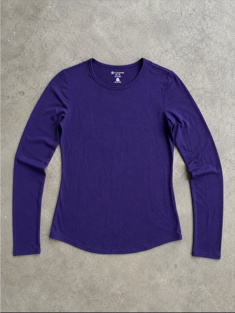 Cloudveil Merino Wool Base Layer Shirt Purple Long Sleeve Crew Neck XS